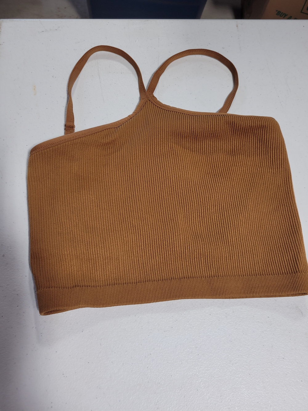 Women’s Ribbed Crop Tank - Brown